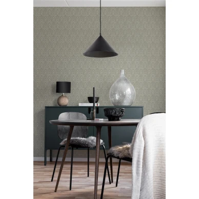 8607 vihrea medaljonkitapetti keittioon Borastapeterilta image