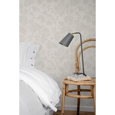 8608 beige harmaa romanttinen kukkatapetti makuuhuoneeseen Borastapeterilta image