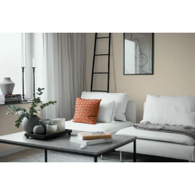 8637 keltainen yksivarinen tapetti olohuoneeseen Borastapeterilta image