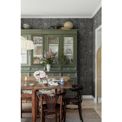 Nightingale Garden sininen kukkatapetti keittioon Borastapeterilta image