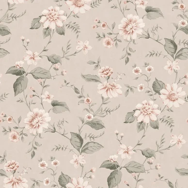 Lauras Cottage vaaleanpunainen kukkatapetti Borastapeterilta image
