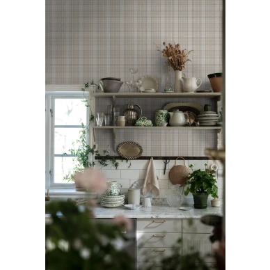 Tailors Tweed beige ruudullinen tapetti keittioon Borastapeterilta image