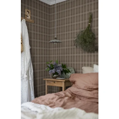 Tailors Tweed ruskea ruudullinen tapetti makuuhuoneeseen Borastapeterilta image