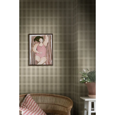 Tailors Tweed vihrea ruudullinen tapetti olohuoneeseen Borastapeterilta image