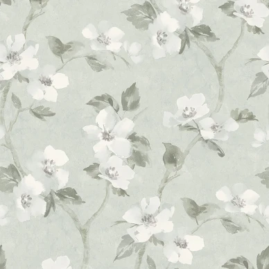 Helens Flower turkoosi kukkatapetti Borastapeterilta image