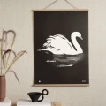 Swan Joutsen kaunis mustavalkoinen lintujuliste olohuoneeseen Teemu Jarvi Illustrations