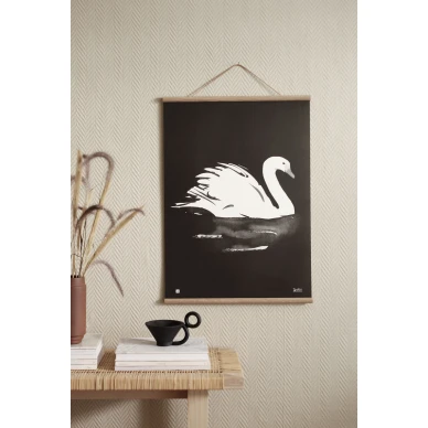 Swan Joutsen kaunis mustavalkoinen lintujuliste olohuoneeseen Teemu Jarvi Illustrations image