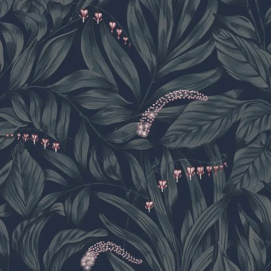 Elin tummansininen kukkatapetti Sandberg Wallpaper image