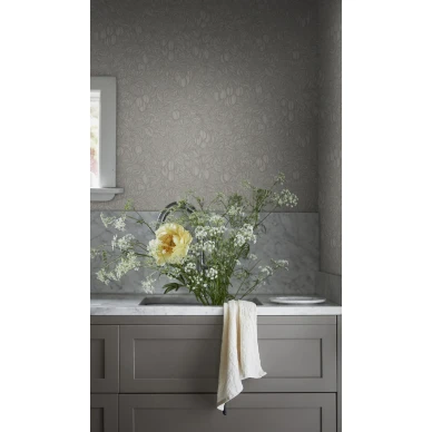 Emrik beige lehtitapetti keittioon Sandberg Wallpaper image