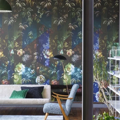 Minakari sininen kukkatapetti Designers guildilta image