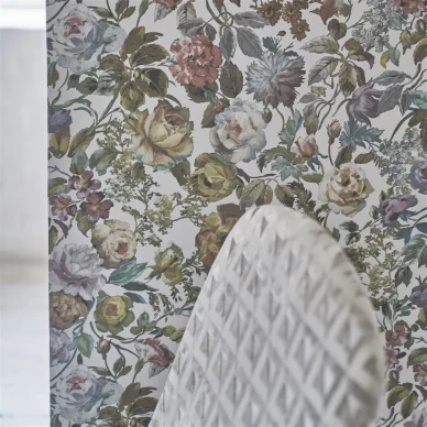 Mansur valkoinen kaunis monivarinen kukkatapetti Designers Guild image