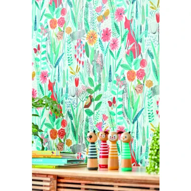 Hide and Seek iloinen varikas kukkatapetti lastenhuoneeseen Harlequinilta image