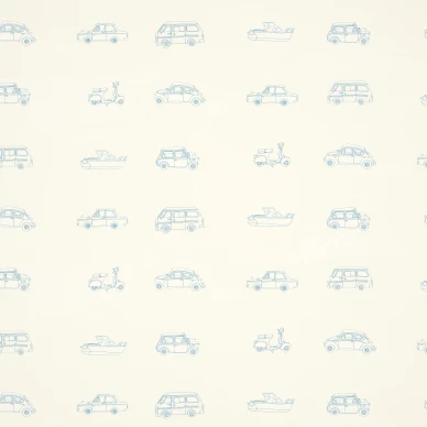 Go Go Retro sinivalkoinen ajoneuvotapetti Harlequinilta image