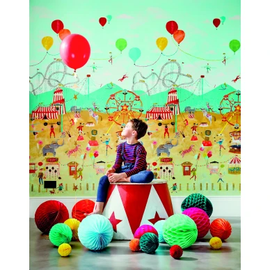 Lifes a Circus leikkimielinen varikas sirkustapetti lastenhuoneeseen Harlequinilita image