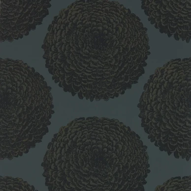 Elixity tumma graafinen kukkatapetti Harlequinilta image