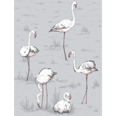 Flamingos hauska harmaa lintutapetti Cole Sonilta image