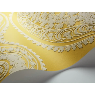 Rajapur keltainen klassinen tapetti samettipintainen kuvio Cole et Sonilta image