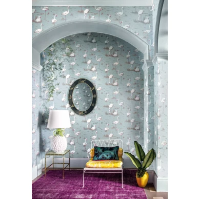 Flamingos sininen lintutapetti olohuoneeseen Cole et Sonilta image