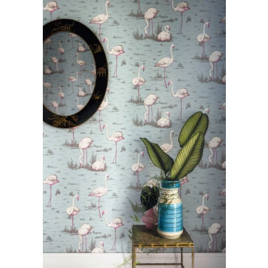 Flamingos vaaleansininen lintutapetti Cole et Sonilta image