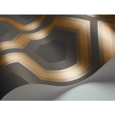 Hicks Grand musta kultainen geometrinen tapetti metallivareilla Cole et Sonilta image