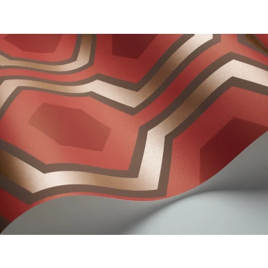 Hicks Grand punainen geometrinen tapetti metallivareilla Cole et Sonilta image