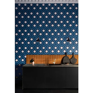 Hicks Grand sininen geometrinen tapetti keittioon Cole et Sonilta image