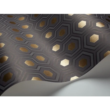 Hicks Hexagon harmaa pronssinen geometrinen tapetti metallivareilla Cole et Sonilta image