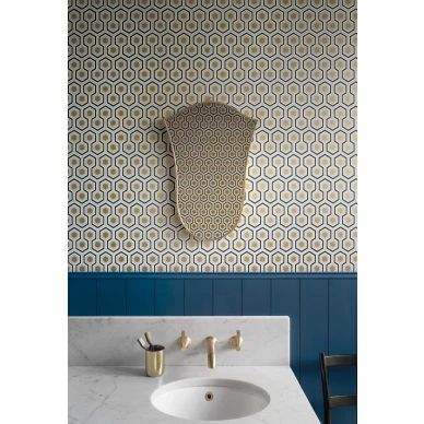 Hicks Hexagon kullanvarinen tiheakuvioinen geometrinen tapetti Cole et Sonilta image