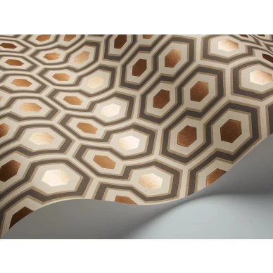 Hicks Hexagon pronssinvarinen harmaa geometrinen tapetti metallivareilla Cole et Sonilta image