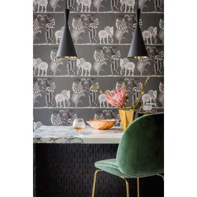 Safari Dance tummanharmaa elefanttitapetti tyohuoneeseen Cole et Sonilta 109 8039 image