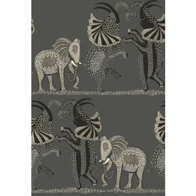 Safari Dance tummanharmaa hauska norsutapetti Cole et Sonilta 109 8039 image