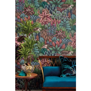 Singita tummanvihrea monivarinen eksoottinen tapetti Cole et Sonilta 109 7035 image