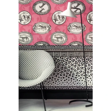 Zulu Border levea mustavalkoinen tapettiboordi nahkakuviolla olohuoneeseen Cole et Sonilta 109 13061 image