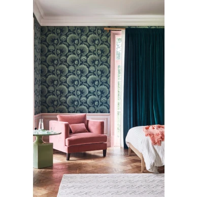 Fanfare Flock kaunis sininen vihrea lehtitapetti Cole et Sonilta 116 7026 image