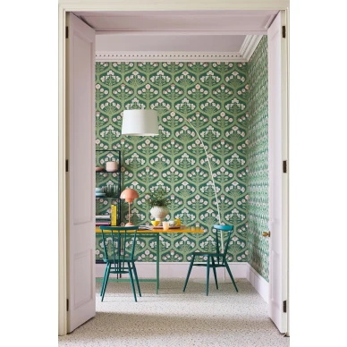 Floral Kingdom vihrea kukkatapetti ruokailuhuoneeseen Cole et Sonilta 116 3009 image