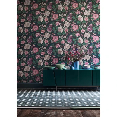 Midsummer Bloom roosa liila kukkatapetti olohuoneeseen Cole et Sonilta 116 4015 image