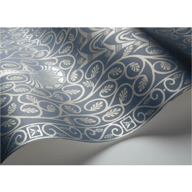 Pavo Parade sininen hopea metallivareinen lintutapetti Cole et Sonilta 116 8029 v2 image