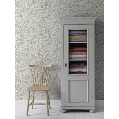 Nocturne vihrea valkoinen kukkatapetti makuuhuoneeseen Borastapeterilta 2026 image