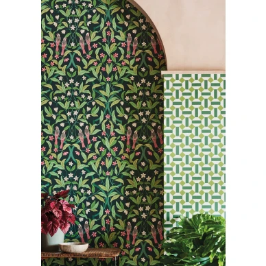 Alicatado vihrea geometrinen tapetti olohuoneeseen Cole et Sonilta 117 12038 image