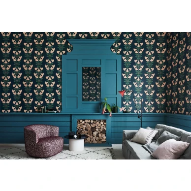 Angels Trumpet roosa sininen kukkatapetti olohuoneeseen Cole et Sonilta 117 3009 image