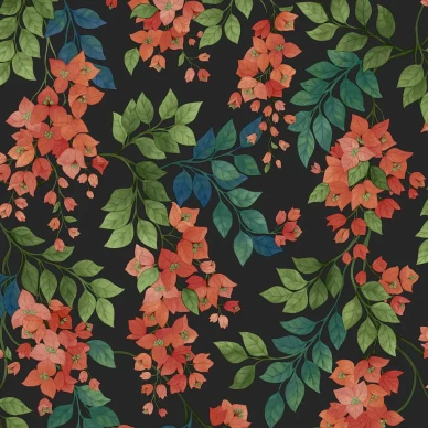 Bougainvillea varikas kukkatapetti tummalla pohjalla Cole et Sonilta 117 6017 image