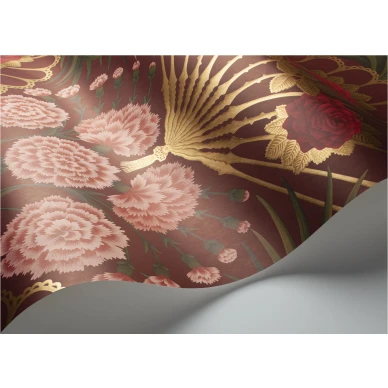 Flamenco Fan punainen kukkatapetti metallivareilla Cole et Sonilta 117 14046 image