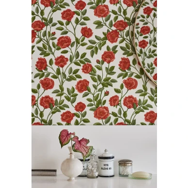 Hampton Roses punainen ruusutapetti keittioon Cole et Sonilta 118 7013 image