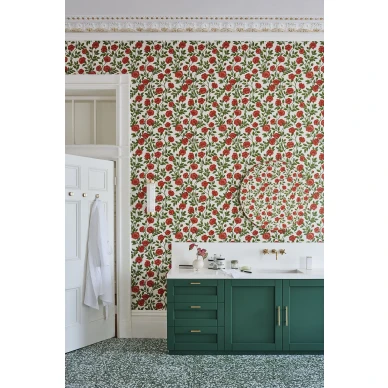 Hampton Roses punainen ruusutapetti kylpyhuoneeseen Cole et Sonilta 118 7013 image