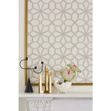 Wolsey Stars valkoinen harmaa geometrinen tapetti ruokailuhuoneeseen Cole et Sonilta image