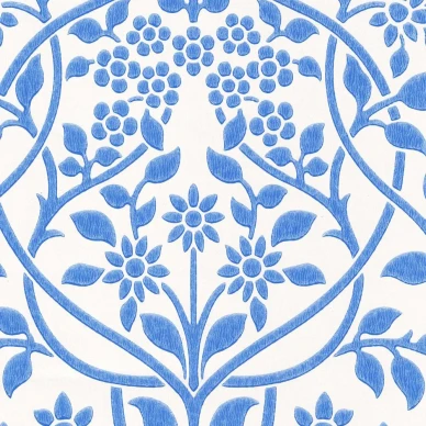 Lukko sinivalkoinen vanhanaikainen kukkatapetti Pihlgren ja Ritolalta 70060 image