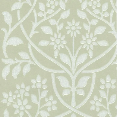 Lukko vaaleanvihrea vanhanaikainen kukkatapetti Pihlgren ja Ritolalta 70051 image