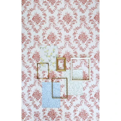 Vaaleanpunainen medaljonkitapetti Silkkirokokoo 67380 Pihlgren ja Ritolalta kuva Hanna Kuuskoski image