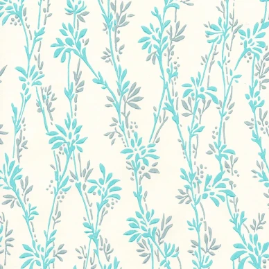 Jaakukka turkoosivalkoinen vanhanaikainen kukkatapetti Pihlgren ja Ritolalta 70018 image