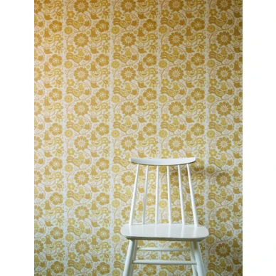 Keltainen paperitapetti Kukot Pihlgren ja Ritolalta 68776 image
